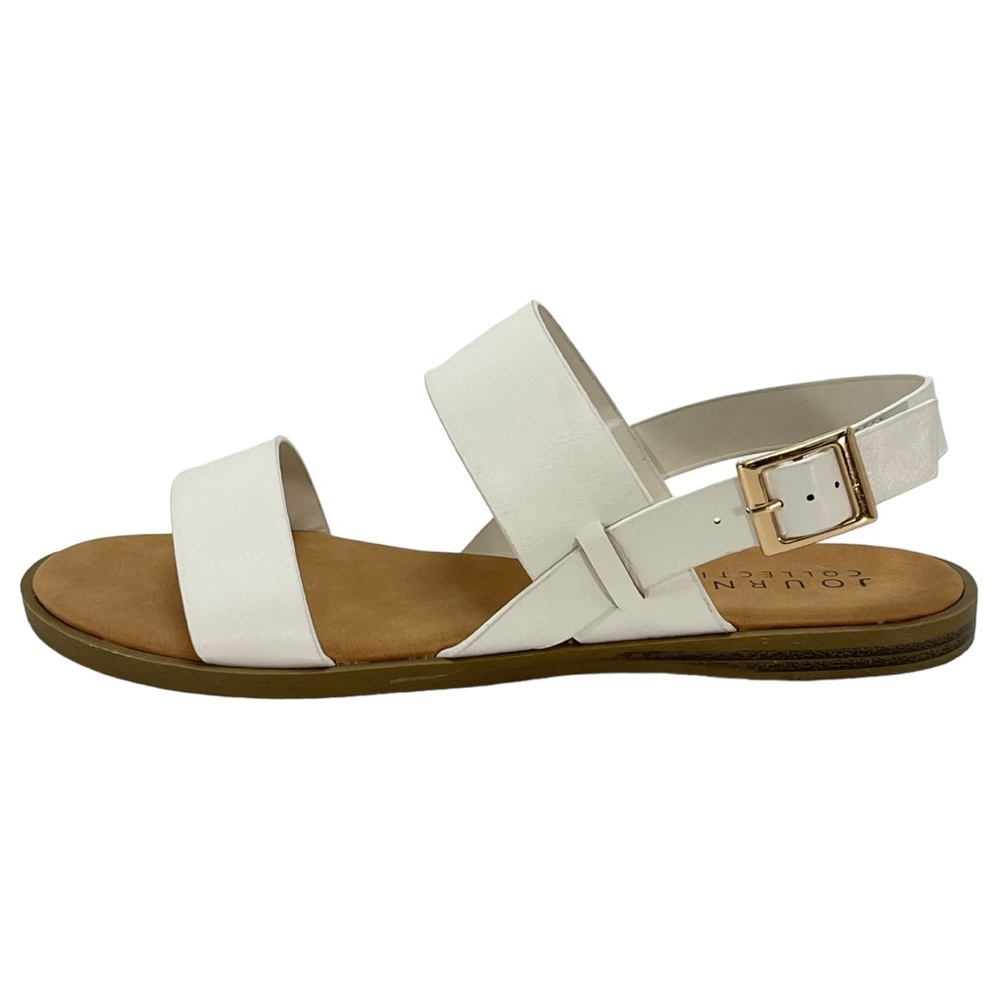 Journee Collection Lavine White Faux Leather Womens Slingback Sandals Size 7W - Picture 3 of 14